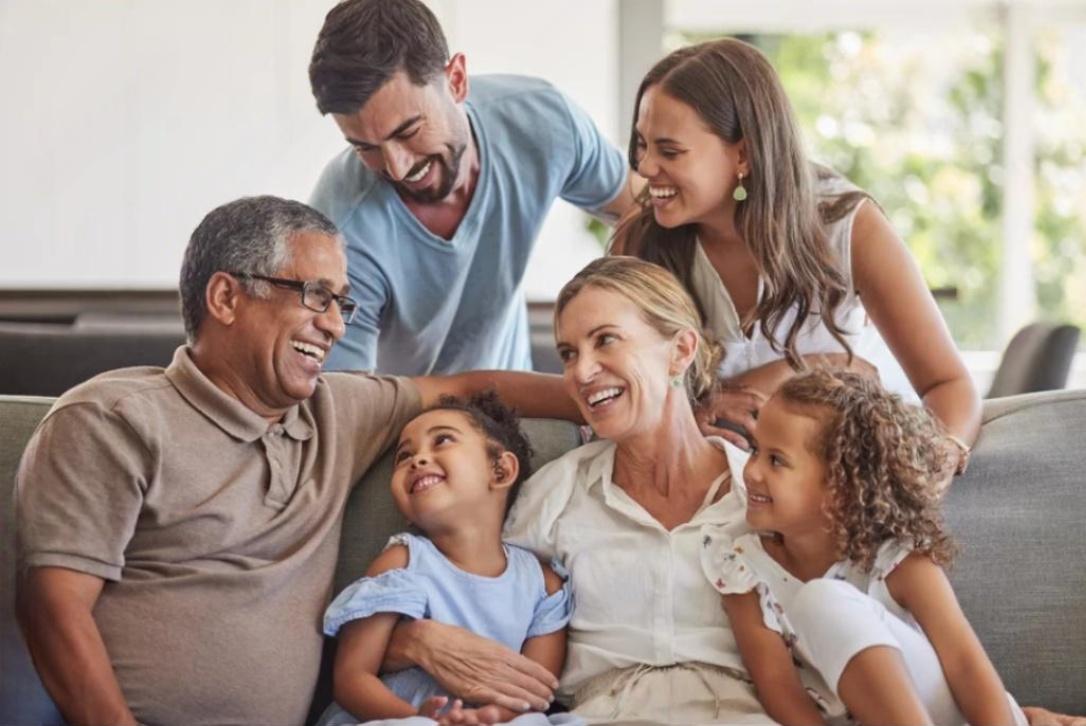 multigenerational family sitting together
